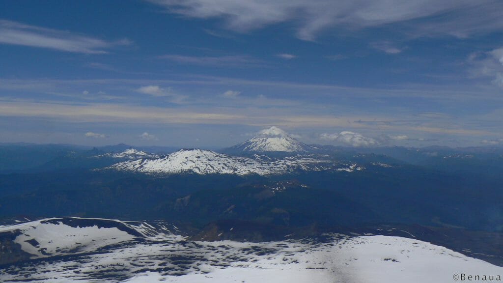 Paysage du sommet du Volcan actif Villarica à Pucon Chili