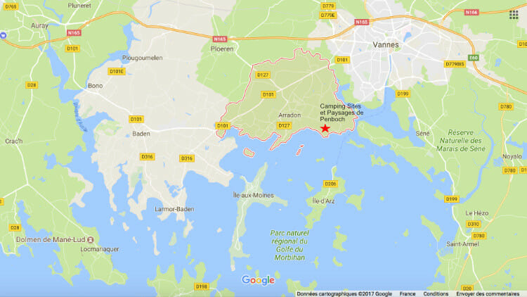 Carte Google du Golfe du Morbihan