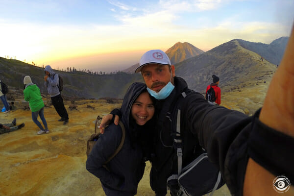Anidah & moi sur le Volcan Ijen - Indonésie