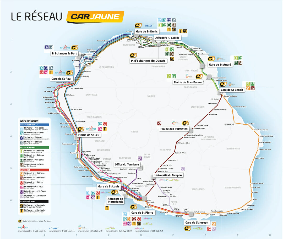 Carte des bus - Île de la Réunion